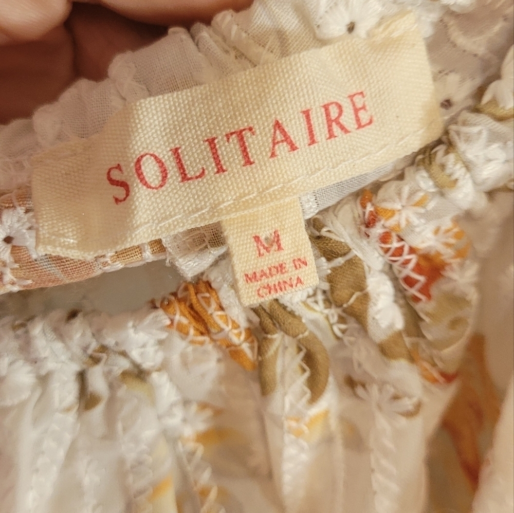 Solitaire Floral Embroidered Boho Peasant Blouse With Balloon Sleeves Medium - Picture 3 of 5